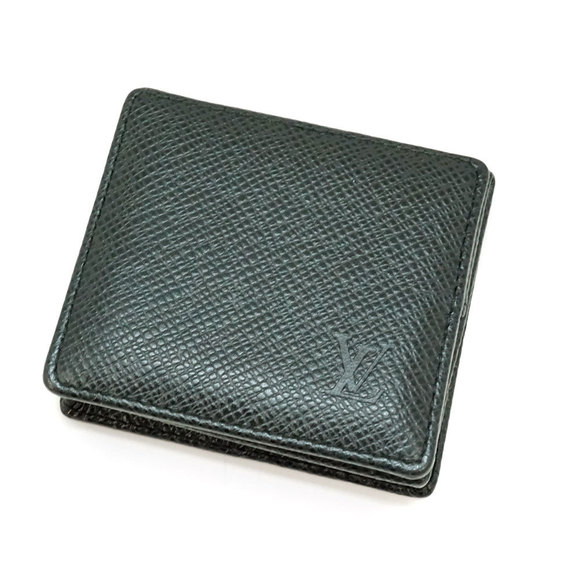 Louis Vuitton Monnaie Leather Wallet Black  LOUS Taiga Porte Boite - Picture 1 of 8